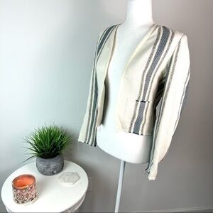 Ulla Johnson Womens paneled striped raw hem open blazer size 4